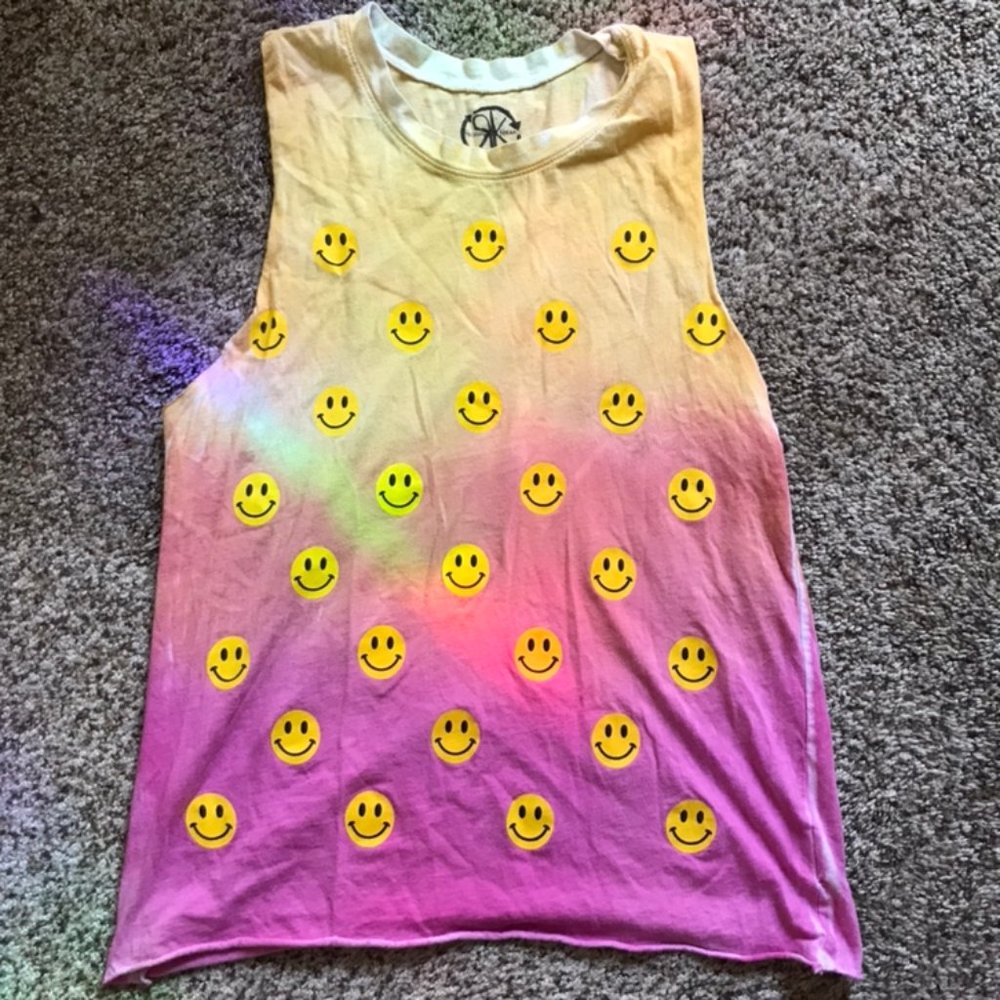 Smiley Face Gradient Sherbert Loose Soft Tank